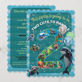 2Cute2Handle Flat Scalloped Birthday Invitation