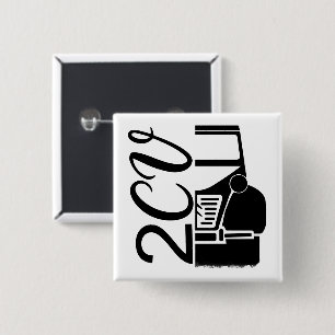 2CV Deux Chevaux Black Chic Script Font Typografie 15 Cm Square Badge