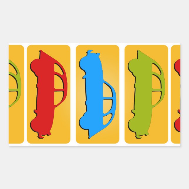 2CV Deux Chevaux Colorful Green Blue Red Trio Rectangular Sticker (Front)