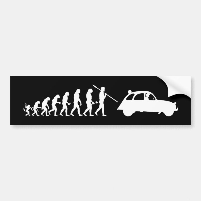 2CV Deux Chevaux Funny Evolution Theory Bumper Sticker (Front)