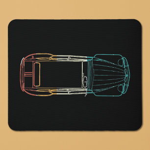 2cv Deux Chevaux Rainbow Blueprint Mouse Mat