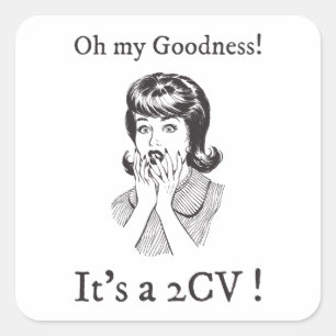 2CV Deux Chevaux Retro Comic Style Square Sticker
