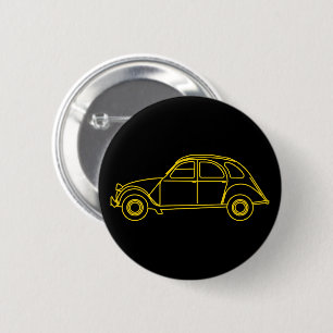 2CV Deux Chevaux Yellow Blueprint 6 Cm Round Badge