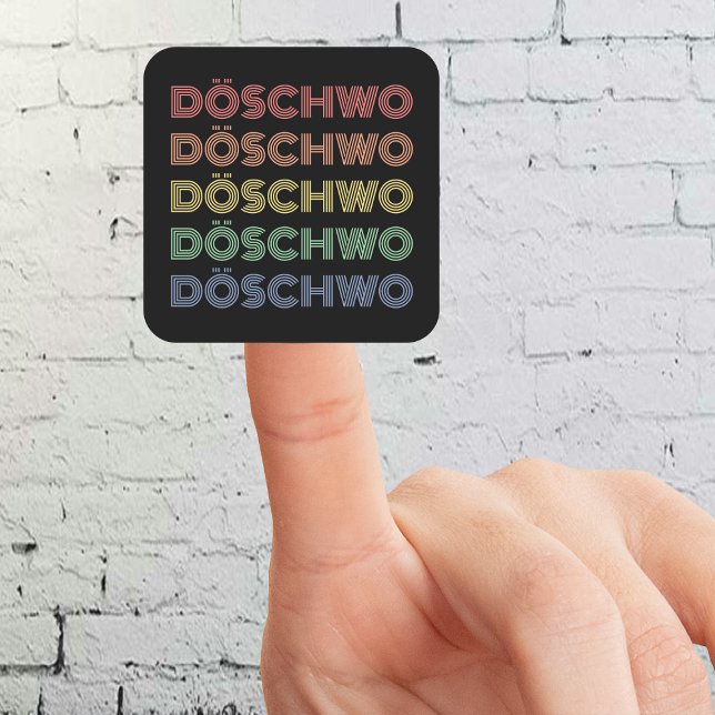 2CV Döschwo Deux Chevaux Typography Square Sticker (2CV Sticker in Black with a Red Blue Yellow Typography)