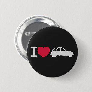 2CV I love Deux Chevaux Oldtimer French Cars 6 Cm Round Badge