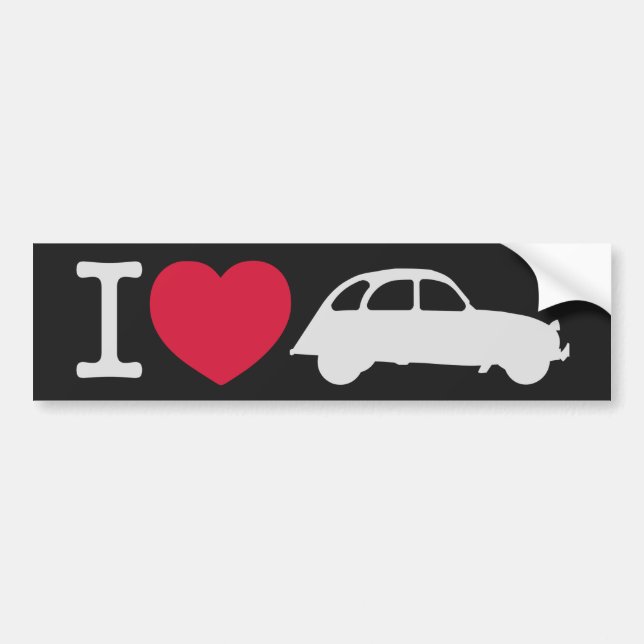 2CV I love Deux Chevaux Oldtimer French Cars Bumper Sticker (Front)