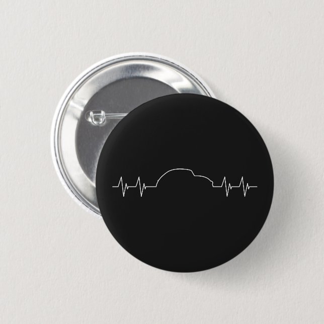 2CV Retro Car Heartbeat Pulse Frequency 6 Cm Round Badge (Front & Back)