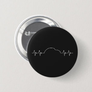 2CV Retro Car Heartbeat Pulse Frequency 6 Cm Round Badge