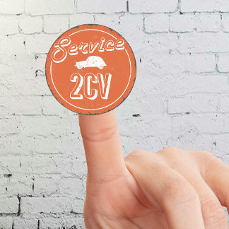 2CV Service Vintage Orange Carshop Typography Classic Round Sticker