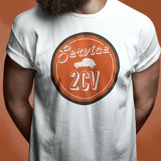 2CV Service Vintage Orange Carshop Typography T-Shirt