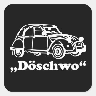 2CV Switzerland Döschwo White Oldtimer Blueprint Square Sticker