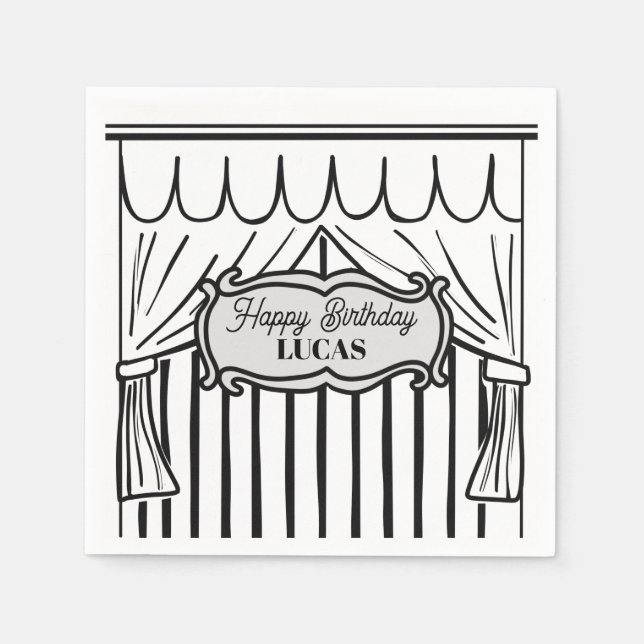 2D Birthday Party Comic Style Napkin (Front)