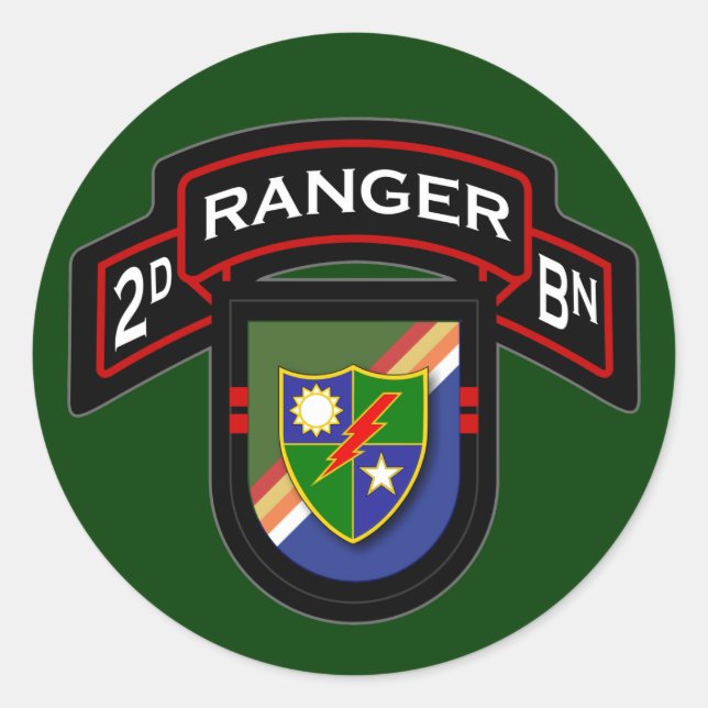 2d Bn, 75th Ranger Regiment - Airborne Classic Round Sticker (Front)