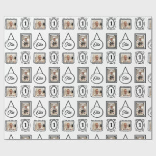 2D Comic Style Picture Frame Birthday Wrapping Paper