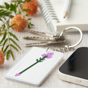 2D Fantasy Vector Magic Staff Clip Art with Purple Key Ring