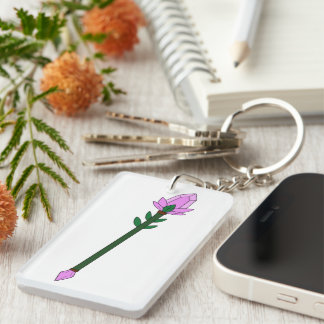 2D Fantasy Vector Magic Staff Clip Art with Purple Key Ring