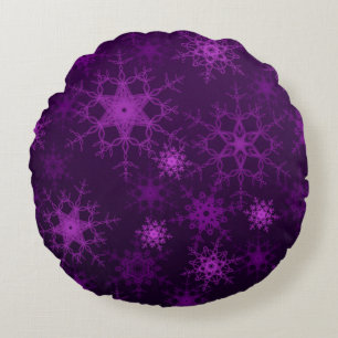 2d illustration. Abstract snowflakes. Holy Christm Round Cushion