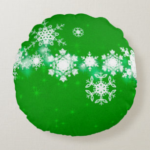 2d illustration. Snowflakes on background. Holy Ch Round Cushion