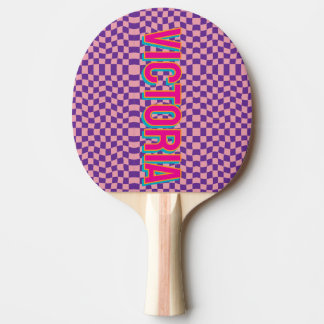 2D Retro Colorful Lettering Name Ping Pong Paddle