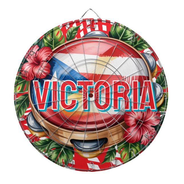 2D Retro Colorful Lettering Puerto Rican Dartboard (Front)