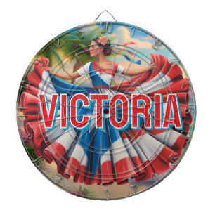 2D Retro Colorful Lettering Puerto Rican Latina Dartboard