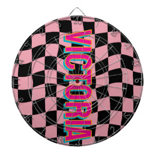 2D Retro Colourful Lettering Name Pink Black Dartboard