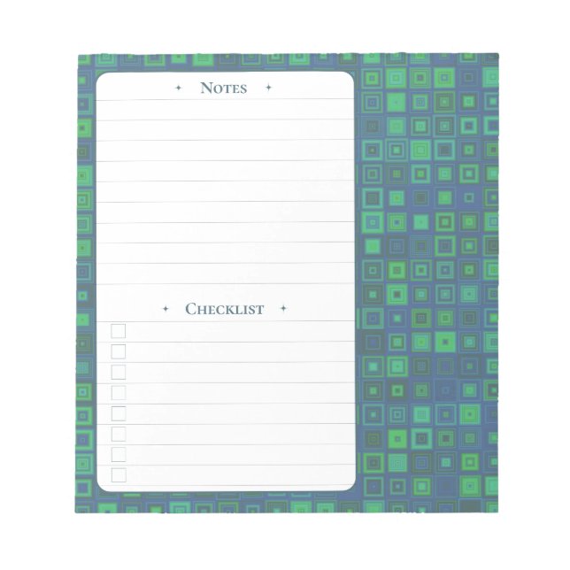 2D Squares | Daily Notes and Checklist Notepad (Front)