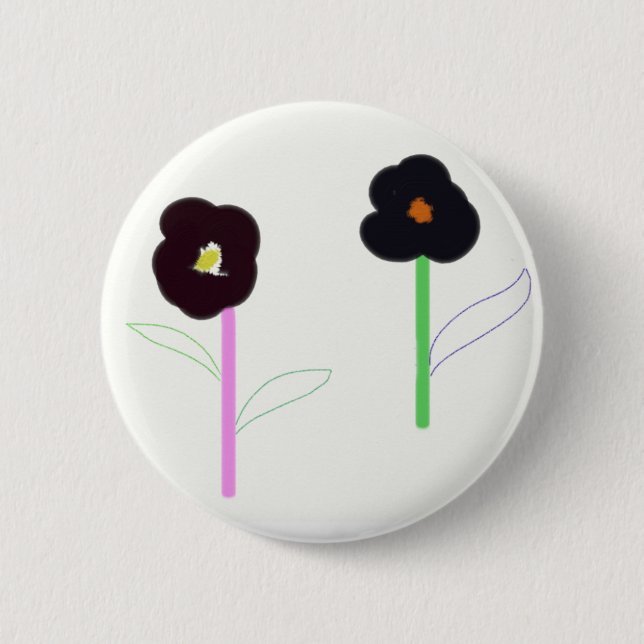 2flowers 6 cm round badge (Front)