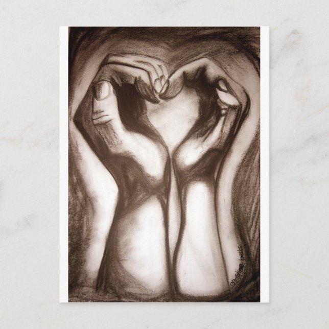 2hands1heart in sepia postcard (Front)