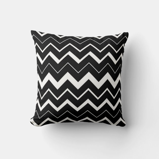 2in1 Black White Chevron Pattern Cushion (Front)