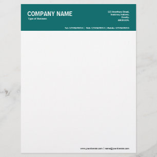 2in Colour Header - Teal Green 006666 Custom Letterhead