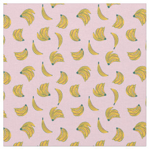 (2in) Cool banana illustrations pink background Fabric