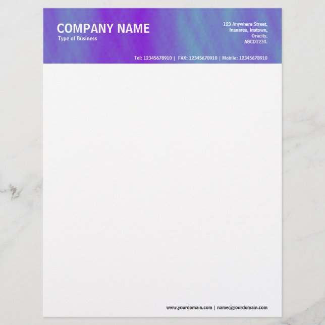 2in Header - Colour Textured Custom Letterhead (Front)