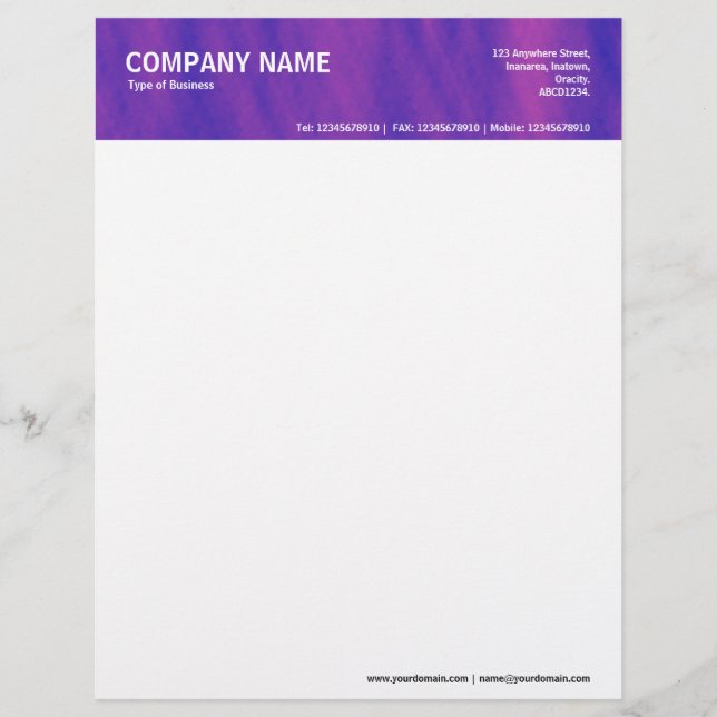 2in Header - Colour Textured Custom Letterhead (Front)