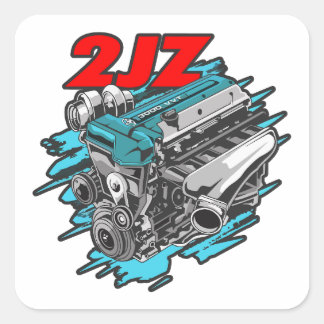 2JZ GTE Powerhouse - Toyota Supra Engine Square Sticker