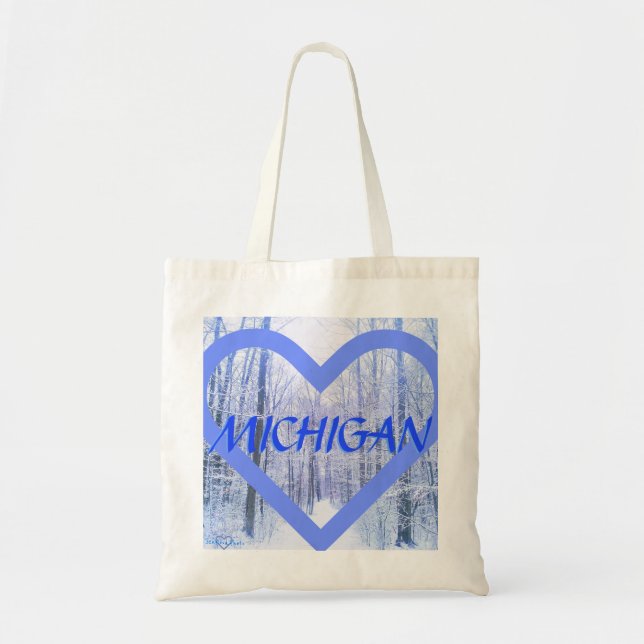 2MICHIGAN WINTER HEART TOTE BAG (Front)