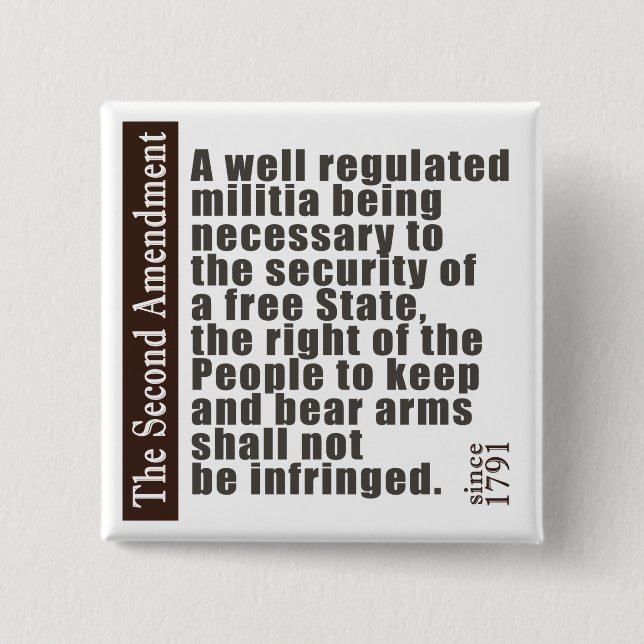 2nd Amendment 15 Cm Square Badge (Front)