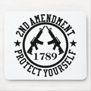 2nd Amendment AR15 Protect Yourself Black Mouse Mat