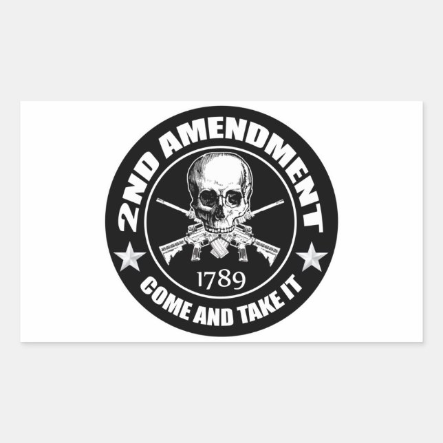 2nd Amendment Come And Take It Skull And AR's Rectangular Sticker (Front)