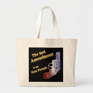 2nd amendment gun permit large tote bag
