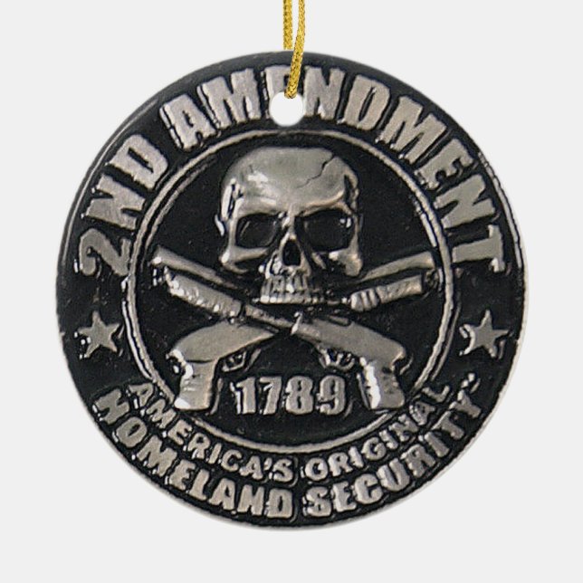 2nd Amendment Medal Ceramic Tree Decoration (Front)