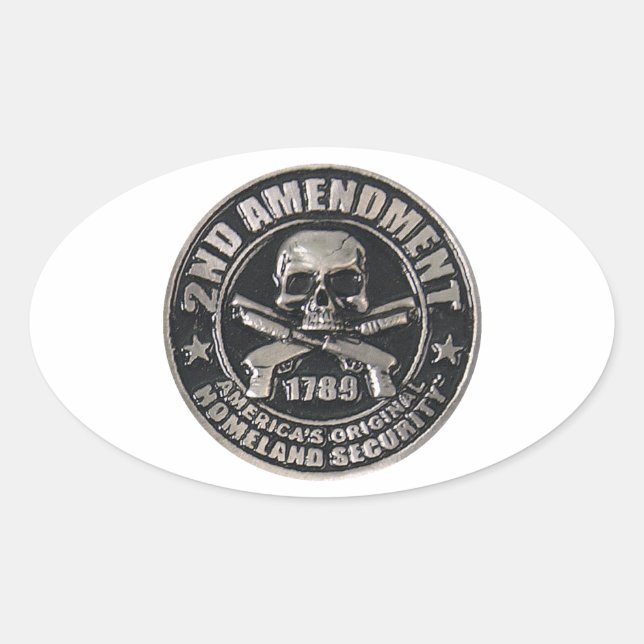 2nd Amendment Medal Oval Sticker (Front)