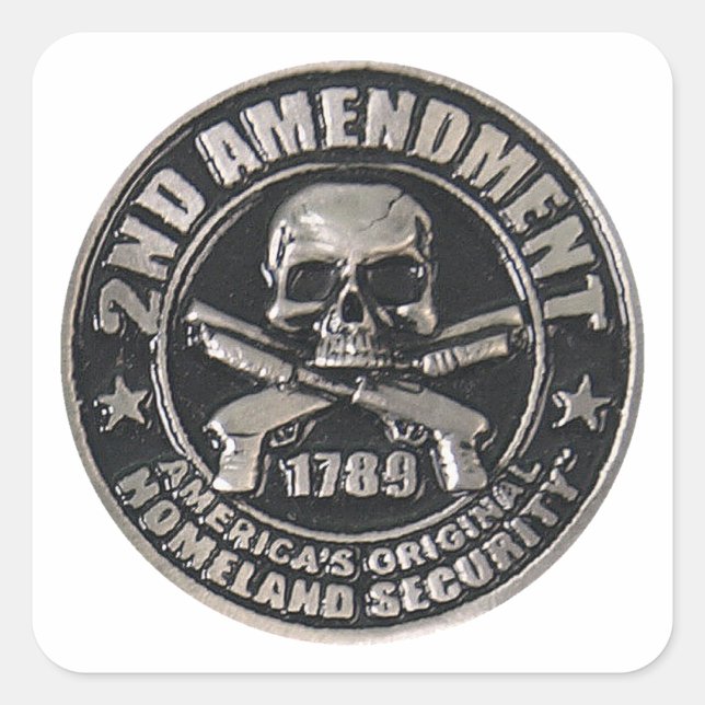 2nd Amendment Medal Square Sticker (Front)