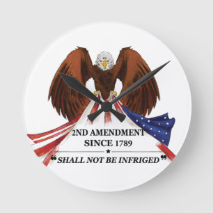 2nd Amendment Throw Pillow Round Clock