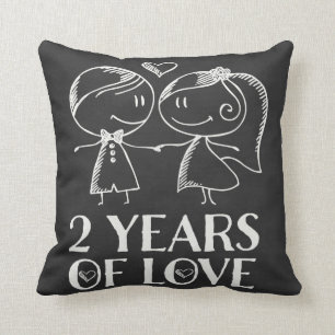 2nd Anniversary Chalk Couple Gift Cushion