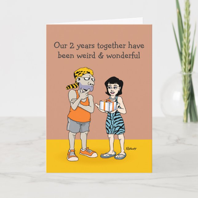 2nd Anniversary Funny Weird and Wonderful Card (Front)