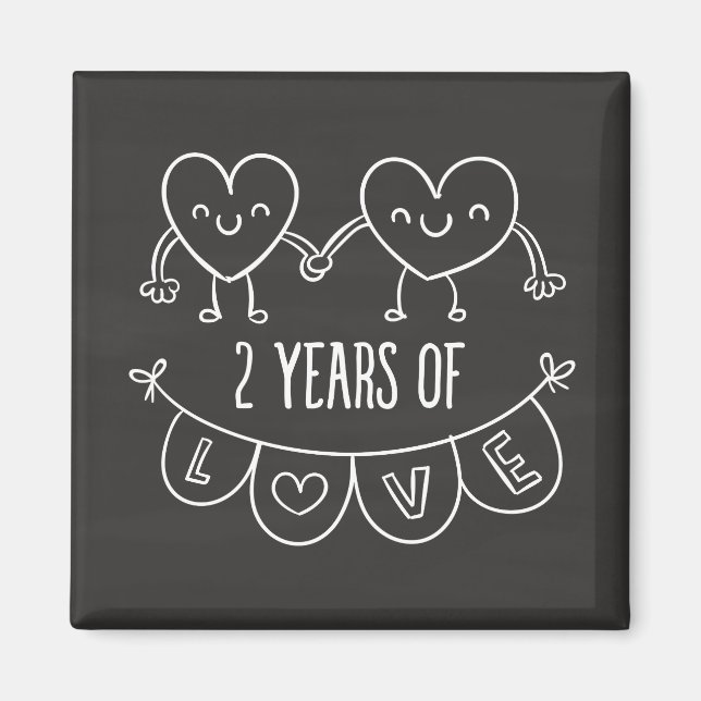 2nd Anniversary Gift For Her Chalk Hearts Hand Dra Magnet (Front)