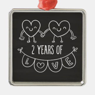 2nd Anniversary Gift For Her Chalk Hearts Hand Dra Metal Tree Decoration