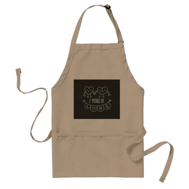 2nd Anniversary Gift For Her Chalk Hearts Hand Dra Standard Apron (Front)