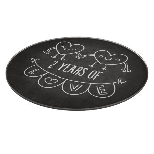 2nd Anniversary Gift For Her Chalk Hearts P2 Cutting Board